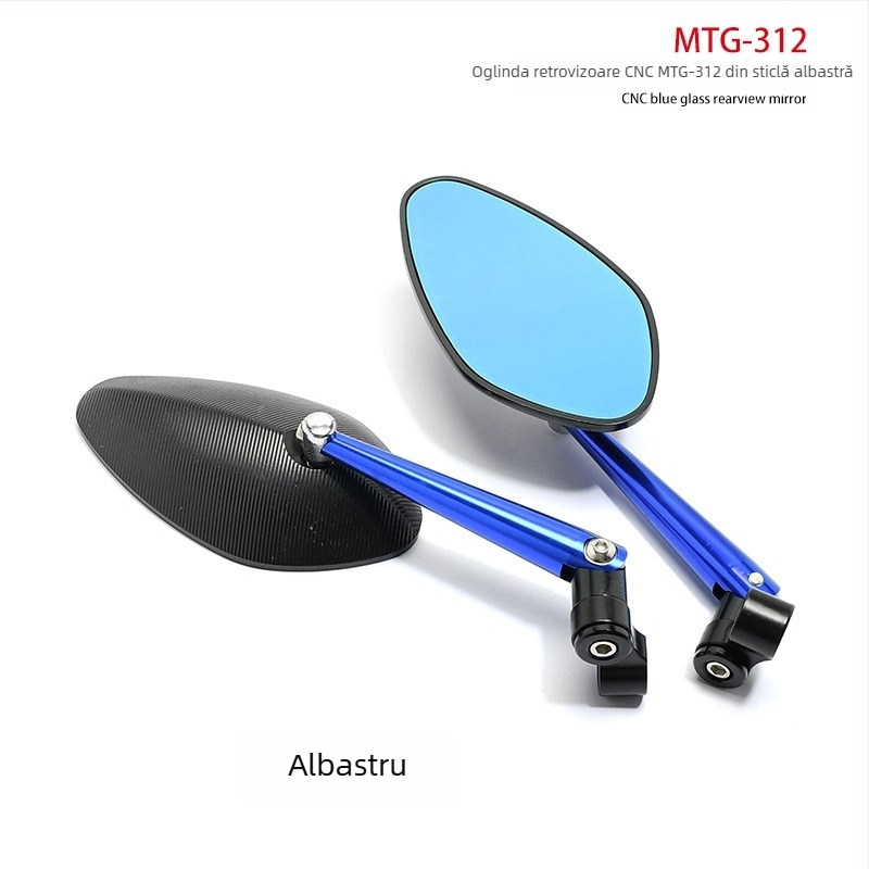 Oglindă retrovizoare pentru motocicletă - aliaj de aluminiu, turnare CNC, model OLIA-312, montaj universal, pentru naveta zilnică