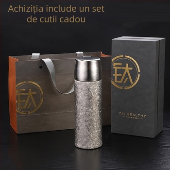 Ceainic termos din titan cu pereți dubli, izolație vid 6–12 ore, personalizare logo prin gravare laser sau imprimare 3D, separare ceai-apă, interior și carcasă din titan