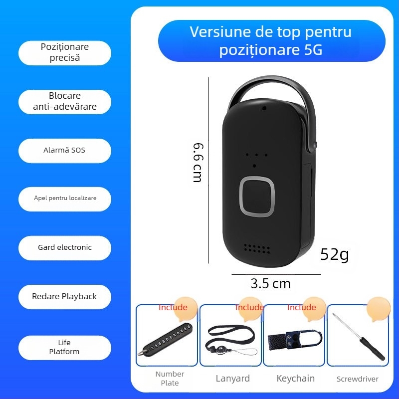 Locatoare GPS pentru persoane vârstnice cu apel bidirectional, urmărire în timp real, baterie 1200mAh, compatibil Android și iOS, modelul H02