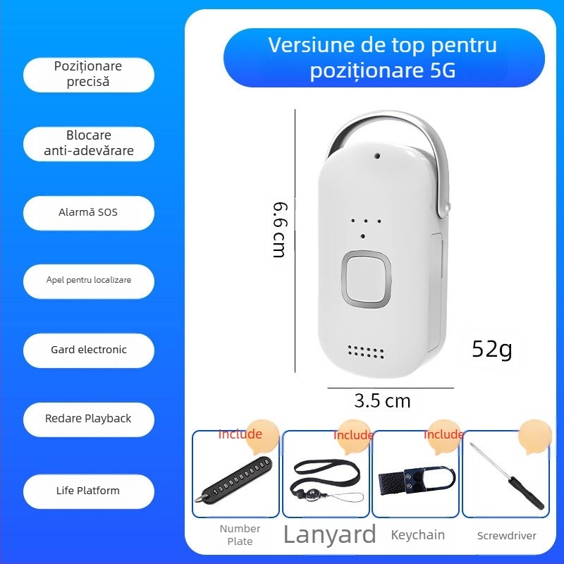 Locatoare GPS pentru persoane vârstnice cu apel bidirectional, urmărire în timp real, baterie 1200mAh, compatibil Android și iOS, modelul H02