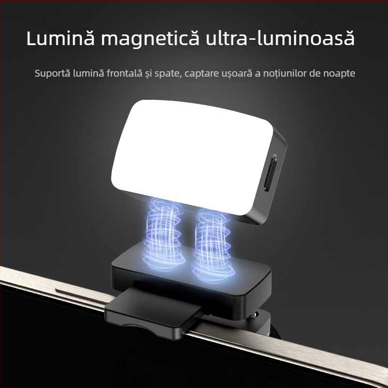 Selfiecom C06 stabilizator cu ax unic, trepied, telecomandă Bluetooth, lumină magnetică de umplere și gimbal pan-tilt pentru telefon pentru transmisiuni în direct