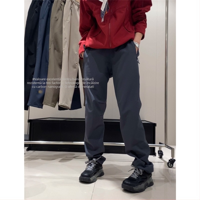 Pantaloni casual pentru alpinism, croială dreaptă, talie înaltă, fibră de bambus, elasticitate mare