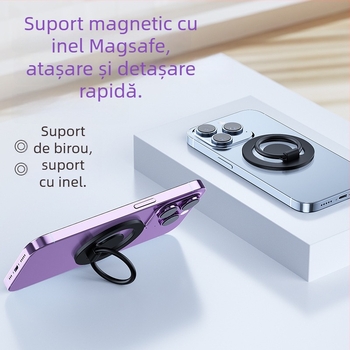 Suport MagSafe cu inel magnetic pentru staționare pe birou, iPhone 15 – construcție metalică