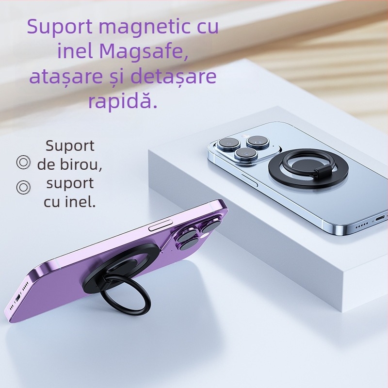 Suport MagSafe cu inel magnetic pentru staționare pe birou, iPhone 15 – construcție metalică