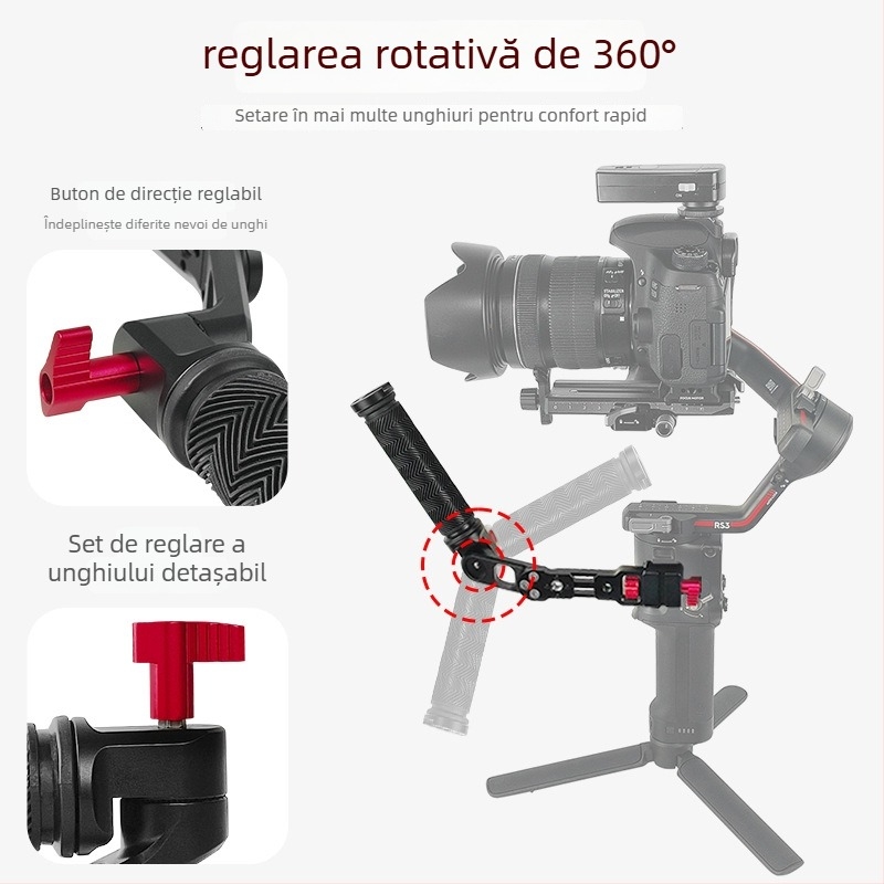 Maner extins pentru stabilizator, aliaj de aluminiu, design poros cu mai multe găuri, montaj bayonet, pentru RS2 RS3 RSC2, 263 g