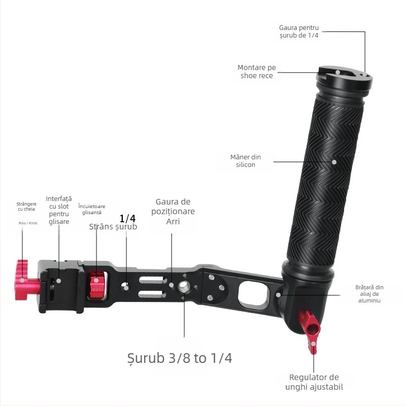 Maner extins pentru stabilizator, aliaj de aluminiu, design poros cu mai multe găuri, montaj bayonet, pentru RS2 RS3 RSC2, 263 g