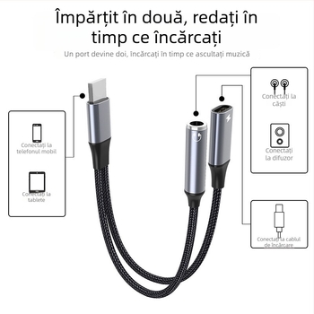 Cablu adaptor pentru căști, 3.5 mm, placat cu aur, nucleu din cupru tinat, compatibil cu Apple iPhone 12, RoHS certificat