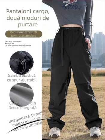 Pantaloni Soft Shell parașutiști - unisex, poliester, culoare solidă, iarnă și toamnă, potriviți pentru alergare, ciclism, drumeții