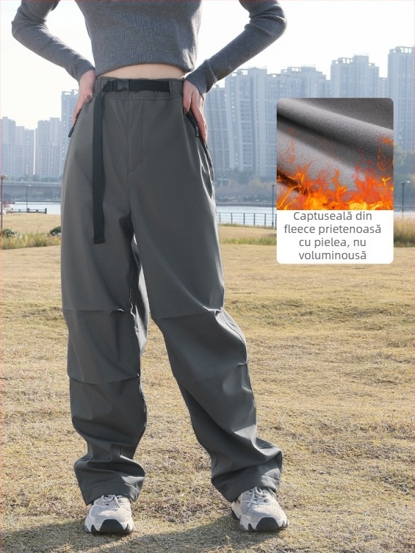 Pantaloni Soft Shell parașutiști - unisex, poliester, culoare solidă, iarnă și toamnă, potriviți pentru alergare, ciclism, drumeții