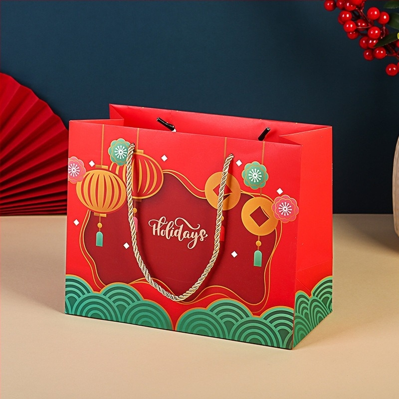 Geantă de cadou festivă Leilei Anul Calului – carton, imprimare offset, personalizabilă, cadou de Anul Nou