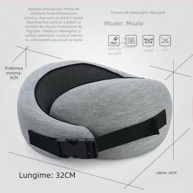 Pernă cervicală în formă de U, spumă cu memorie, țesătură Modal, pentru călătorii cu mașina, stil modern minimalist