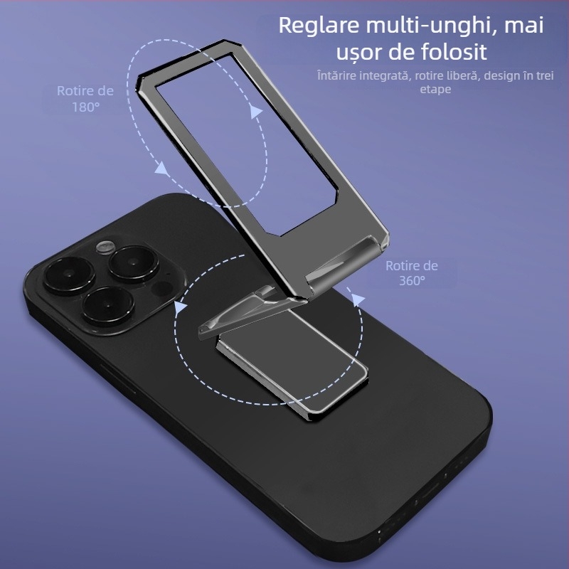 Suport pentru telefon cu inel de prindere, aliaj de zinc, portabil și pliabil, universal