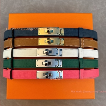 Curea feminină din piele de vită de primă calitate, lățime 1,8 cm, cataramă din oțel, design extensibil, stil dulce și proaspăt, marca Mark Feeney