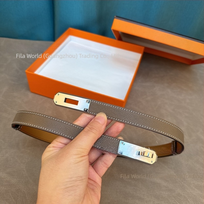 Curea feminină din piele de vită de primă calitate, lățime 1,8 cm, cataramă din oțel, design extensibil, stil dulce și proaspăt, marca Mark Feeney