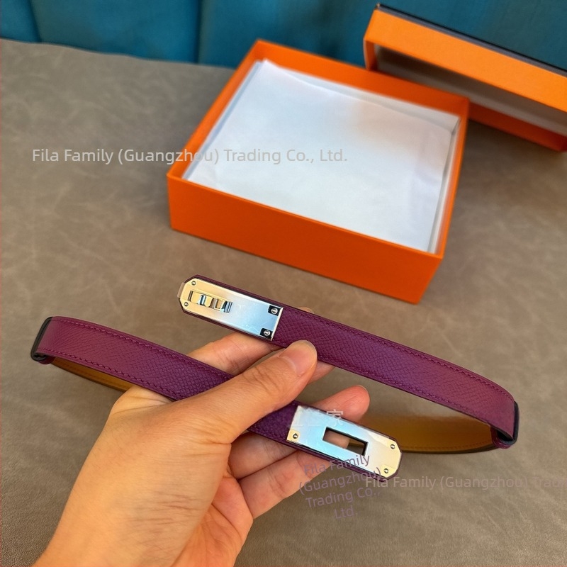 Curea feminină din piele de vită de primă calitate, lățime 1,8 cm, cataramă din oțel, design extensibil, stil dulce și proaspăt, marca Mark Feeney