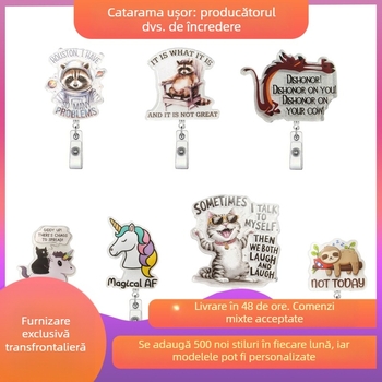 Clip acrilic pentru badge, retractabil cu buton de tragere — lungime telescopică 600 mm, sarcină 0,1 kg, marcă Red Xu Alpenglow