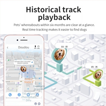 Tracker GPS pentru animale de companie (pisici și câini) – poziționare GPS/BDS, precizie 10–50 m, alarmă de perimetru, IP67 impermeabil, suport hărți Baidu/Google