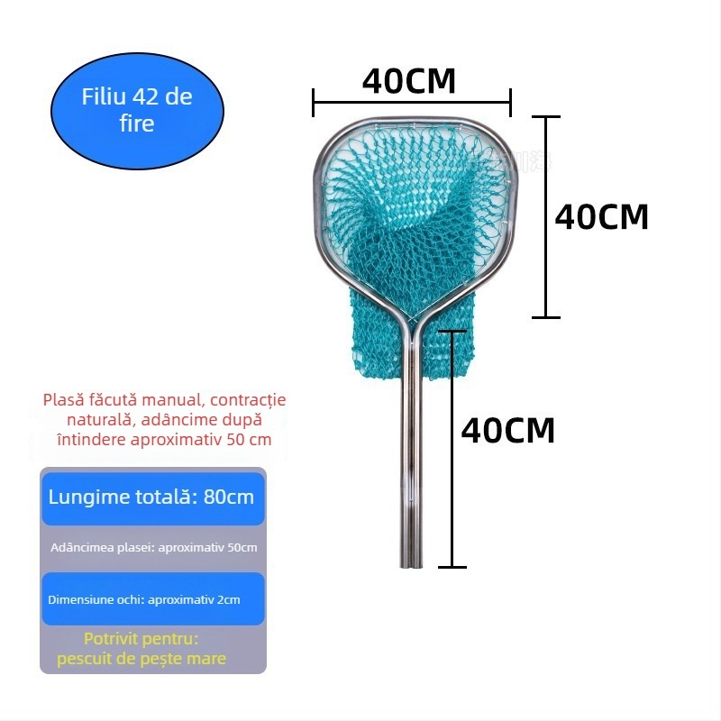 Plasă de pescuit din oțel inoxidabil pentru capturarea peștelui mare și a fructelor de mare, construcție cu țevi duble, diametrul gurii 40-50, adâncimea plasei 40-60, capacitate de încărcare până la 25 kg
