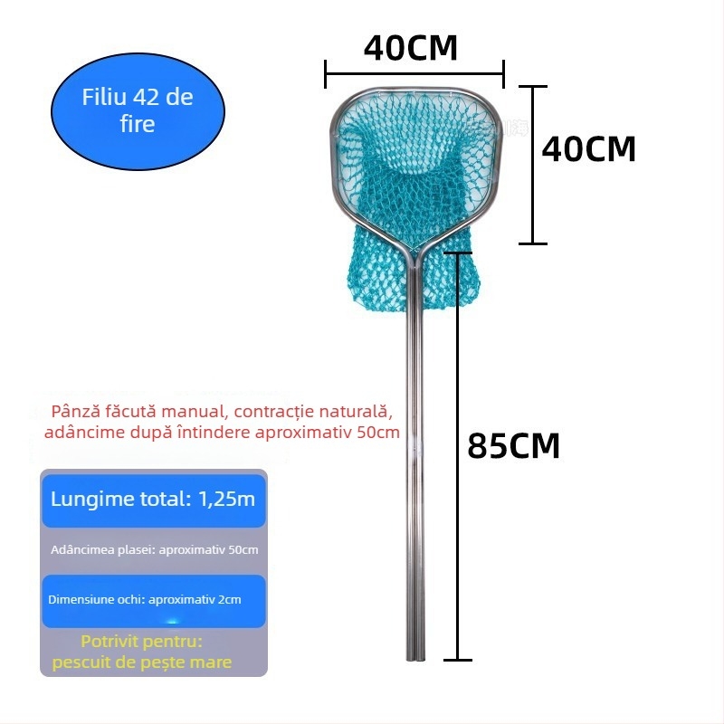 Plasă de pescuit din oțel inoxidabil pentru capturarea peștelui mare și a fructelor de mare, construcție cu țevi duble, diametrul gurii 40-50, adâncimea plasei 40-60, capacitate de încărcare până la 25 kg