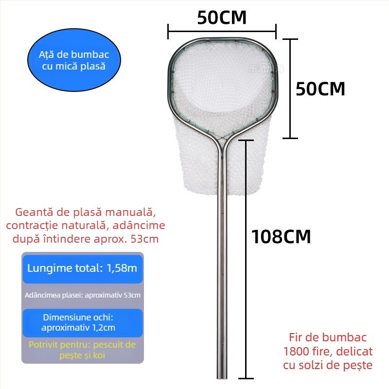 Plasă de pescuit din oțel inoxidabil pentru capturarea peștelui mare și a fructelor de mare, construcție cu țevi duble, diametrul gurii 40-50, adâncimea plasei 40-60, capacitate de încărcare până la 25 kg