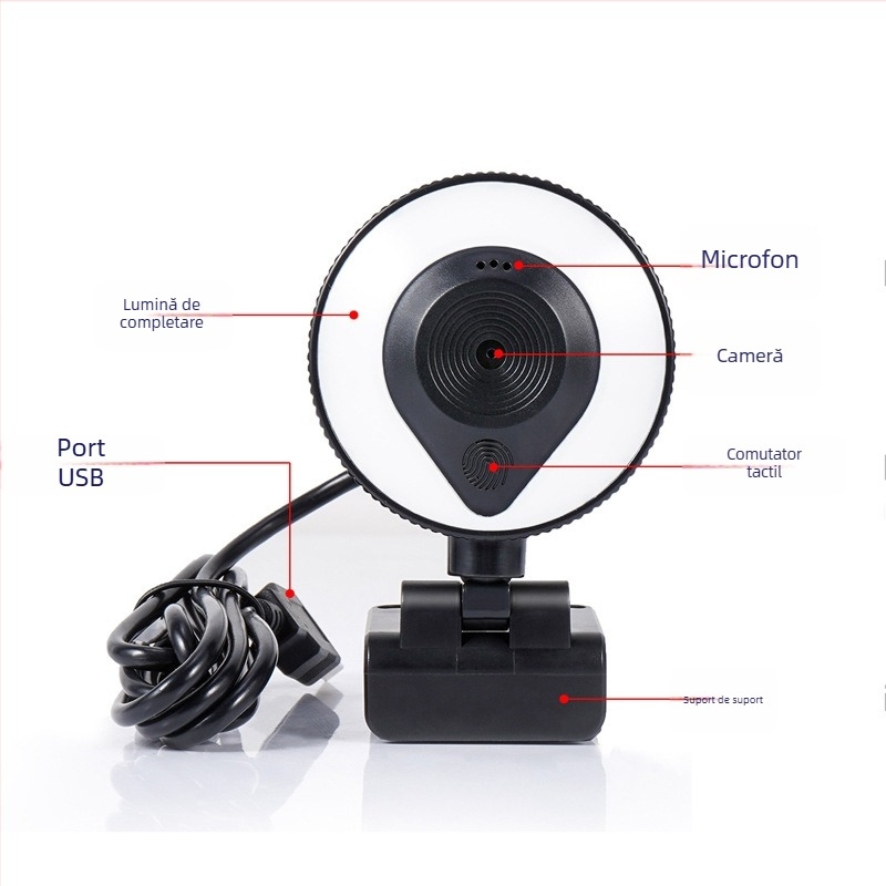 Cameră USB 4K cu autofocus, microfon încorporat, iluminare cu trei niveluri, 30 FPS