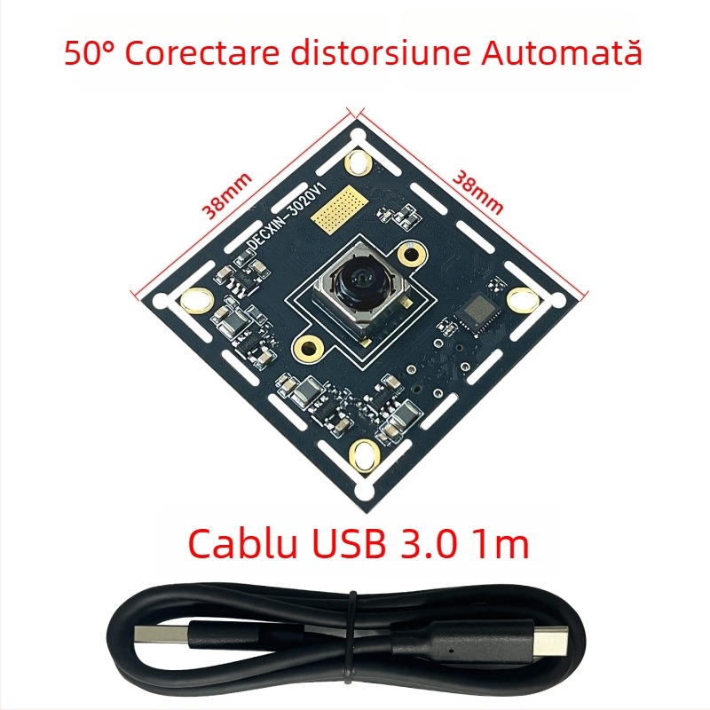 Cameră industrială USB 3.0 8MP IMX179, focalizare fixă, recunoaștere facială, fără driver, compatibil Linux Android Windows Raspberry Pi