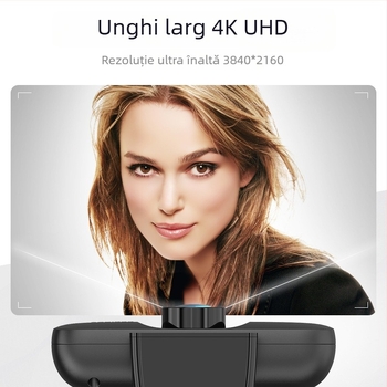 Webcam HD 4K (3840x2160) USB 2.0 Plug-and-Play cu microfon încorporat, focalizare fixă