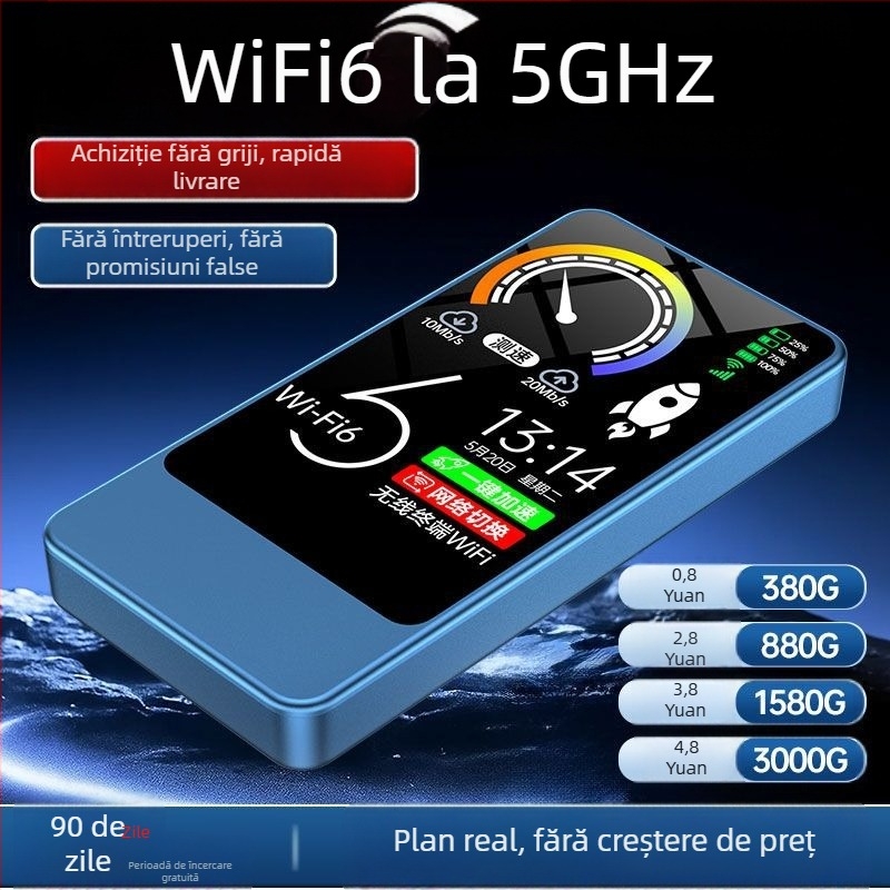 Router portabil WiFi și încărcător mobil 2 în 1, pentru gaming și streaming, cu WiFi 6 și compatibil cu trei rețele
