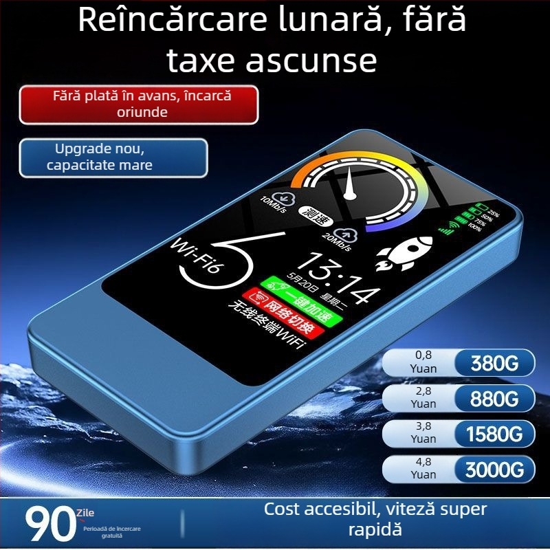 Router portabil WiFi și încărcător mobil 2 în 1, pentru gaming și streaming, cu WiFi 6 și compatibil cu trei rețele