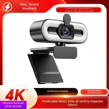Webcam pentru desktop și laptop cu 4K Ultra HD, senzor de 8MP, autofocus, USB 2.0, microfon încorporat