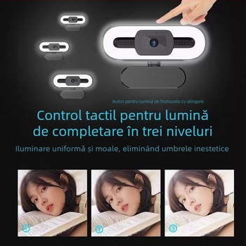 Webcam pentru desktop și laptop cu 4K Ultra HD, senzor de 8MP, autofocus, USB 2.0, microfon încorporat