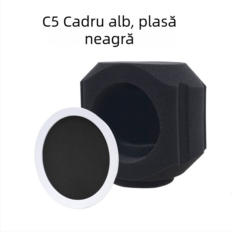 Set pentru microfon cu filtru anti-vânt, ecran de izolare și husă absorbantă a sunetului pentru streaming live și înregistrare (Model C5, Marca HZM&C)