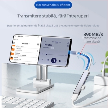 Dock de expansiune Type-C USB cu 4 porturi, USB 2.0, alimentare prin USB