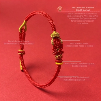 Brățară din cord cu animale zodiacale și nod Buddha, tricotată manual, unisex, bijuterie elegantă