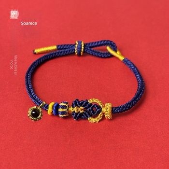 Brățară din cord cu animale zodiacale și nod Buddha, tricotată manual, unisex, bijuterie elegantă