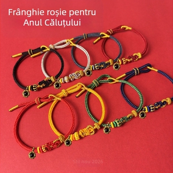 Brățară din cord cu animale zodiacale și nod Buddha, tricotată manual, unisex, bijuterie elegantă