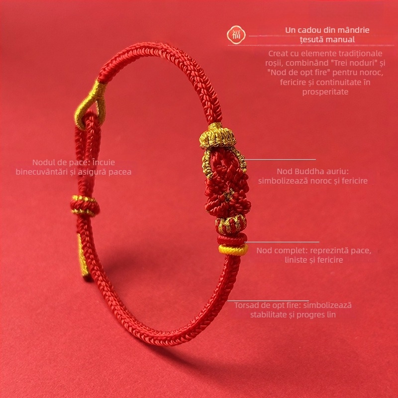 Brățară din cord cu animale zodiacale și nod Buddha, tricotată manual, unisex, bijuterie elegantă