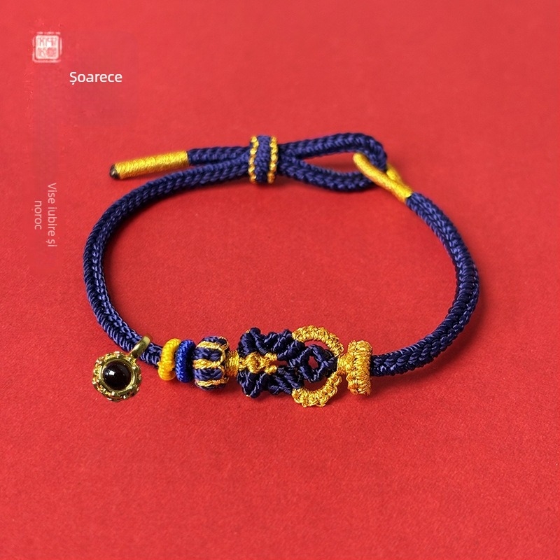 Brățară din cord cu animale zodiacale și nod Buddha, tricotată manual, unisex, bijuterie elegantă
