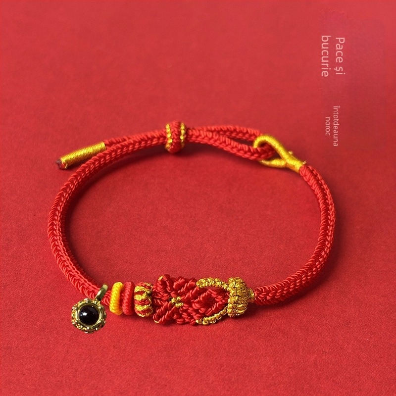 Brățară din cord cu animale zodiacale și nod Buddha, tricotată manual, unisex, bijuterie elegantă