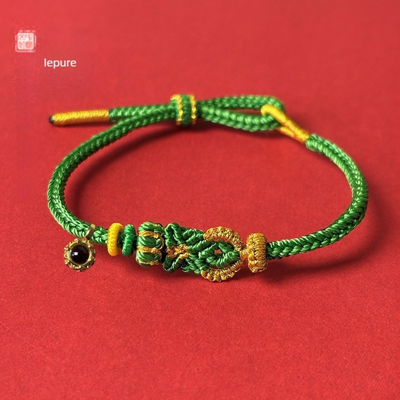 Brățară din cord cu animale zodiacale și nod Buddha, tricotată manual, unisex, bijuterie elegantă