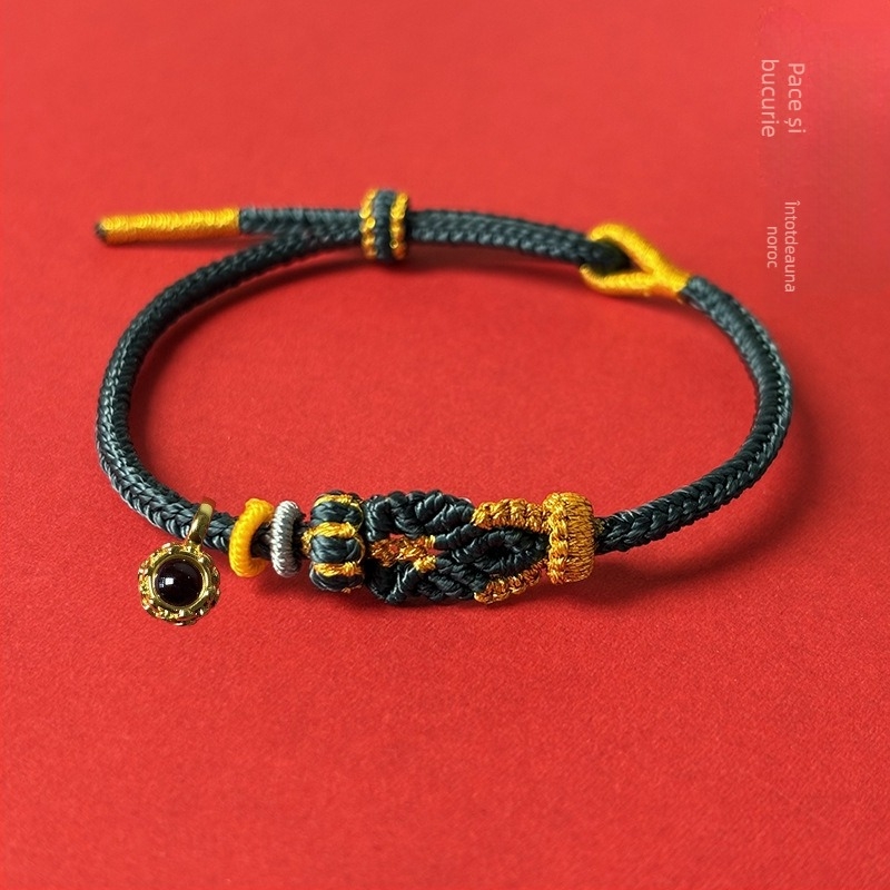 Brățară din cord cu animale zodiacale și nod Buddha, tricotată manual, unisex, bijuterie elegantă