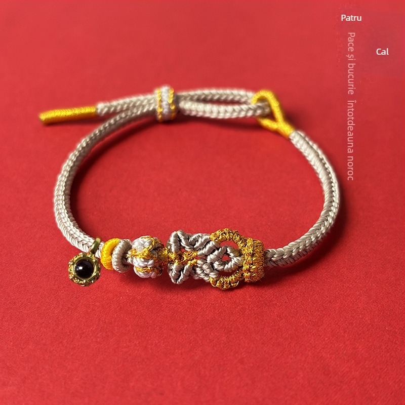 Brățară din cord cu animale zodiacale și nod Buddha, tricotată manual, unisex, bijuterie elegantă