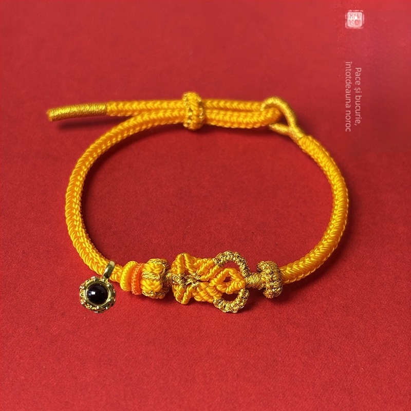 Brățară din cord cu animale zodiacale și nod Buddha, tricotată manual, unisex, bijuterie elegantă