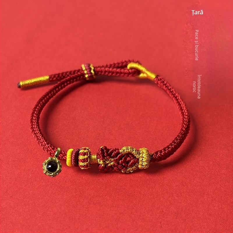 Brățară din cord cu animale zodiacale și nod Buddha, tricotată manual, unisex, bijuterie elegantă