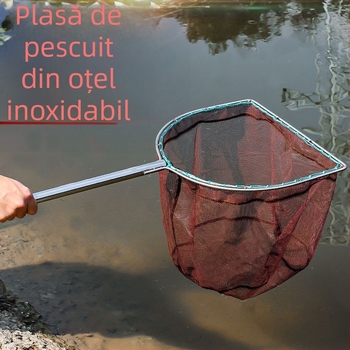 A1R Oțel inoxidabil, tijă lungă, plasă de mână cu inel interior solid și cap de plasă turnată, plasă 0.3