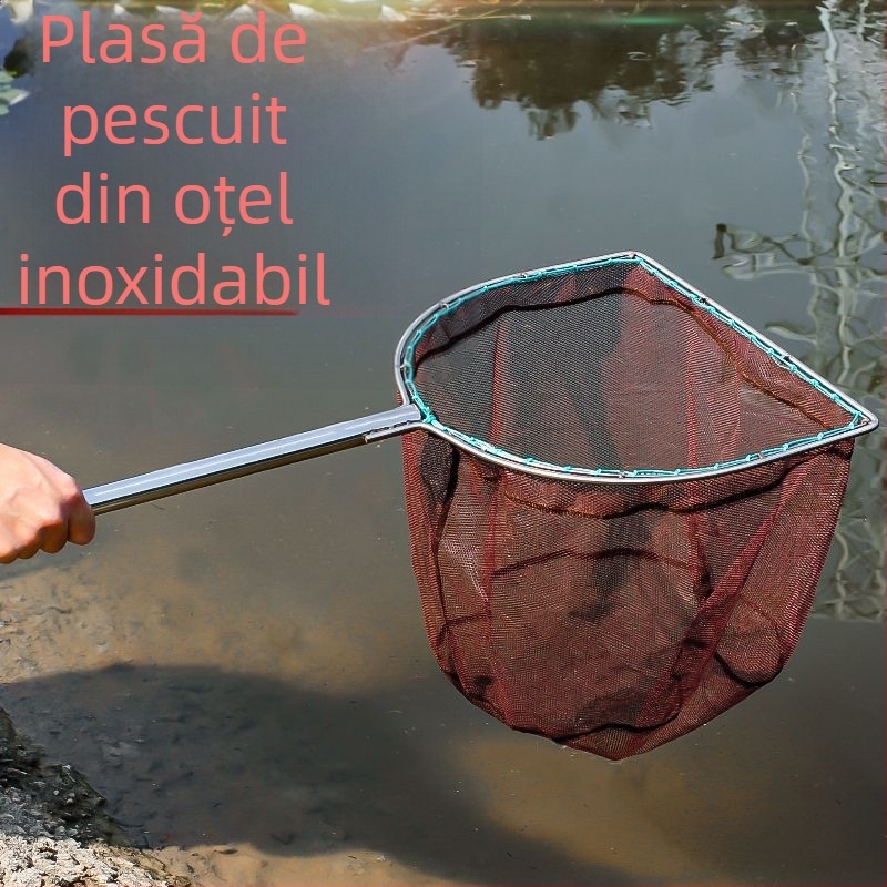 A1R Oțel inoxidabil, tijă lungă, plasă de mână cu inel interior solid și cap de plasă turnată, plasă 0.3