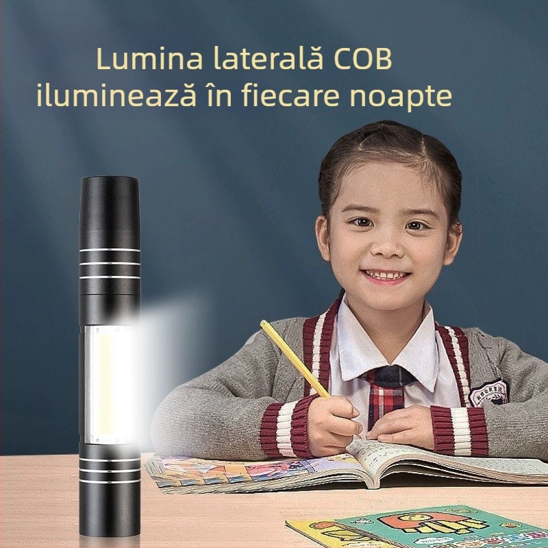 Indicator laser cu lumină COB laterală — aliaj de aluminiu, USB reîncărcabil, imprimare a logo-ului, personalizarea procesului, etichetă privată licențiată