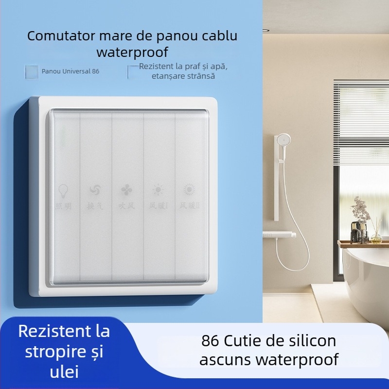 Tip 86 Cutie din silicon adeziv, impermeabilă pentru întrerupătorul de baie – complet închisă, siguranță pentru copii, marcă Qiman, accesorii priză
