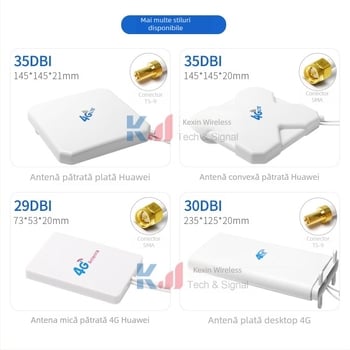 Antena pentru tabletă, rețea 4G, polarizare duală, omni-direcțională, cu câștig extern ridicat, conector TS9