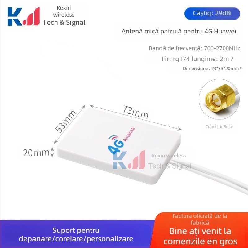 Antena pentru tabletă, rețea 4G, polarizare duală, omni-direcțională, cu câștig extern ridicat, conector TS9